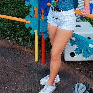 distressed white denim shorts size 26